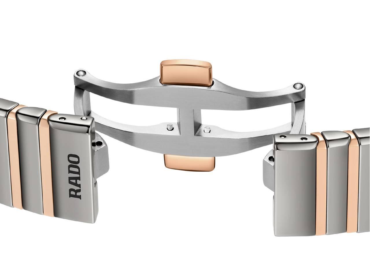 Rado Anatom Automatik Keramik 32,5mm graues Zifferblatt graues Keramikband – Damenuhren Uhr mit Datum aus Edelstahl, Keramik und PVD beschichtet. Das Gehäuse ist rechteckig und grau. Das Keramikarmband ist grau. Das Zifferblatt ist ein Index in grau. – Ansicht 5