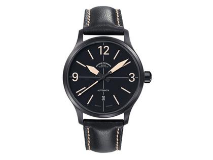 Mühle Glashütte Terranaut III Trail Herrenuhr mit Datum Version Kreuz schwarz – Herrenuhren Uhr mit Datum aus Edelstahl und PVD beschichtet. Das Gehäuse ist rund und schwarz. Das Lederarmband ist schwarz. Das Zifferblatt ist arabisch und schwarz.