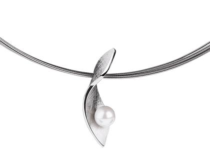 Ernstes Design AN869 Anhänger mit Perle – Anhänger Anhänger mit Besatz aus Edelstahl.