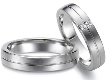 Gerstner Trauring Paar 15 mit Diamanten – Ringe Trauring mit Besatz aus 585 Weißgold.