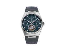 Frederique Constant Highlife Tourbillon Perpetual Calendar Manufacture Automatik Edelstahl 41mm blaues Zifferblatt Metallband – Herrenuhren Uhr mit Kalender aus Edelstahl und Leder. Das Gehäuse ist rund und silber. Das Edelstahlarmband ist silber. Das Zifferblatt ist ein Index in blau. – Ansicht 2