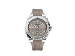 Alpina Alpiner Extreme Automatik Edelstahl 39mm beiges Zifferblatt beiges Kautschukband – Herrenuhren Uhr mit Datum aus Edelstahl und Kautschuk. Das Gehäuse ist rund und silber. Das Kautschuk / Kunststoff / Silikon Armband ist beige. Das Zifferblatt ist ein Index in beige.
