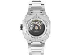 Alpina Alpiner Extreme Skeleton Automatik Edelstahl 39mm graues Zifferblatt Metallband – Herrenuhren Uhr ohne Datum aus Edelstahl und Kautschuk. Das Gehäuse ist rund und silber. Das Edelstahlarmband ist silber. Das Zifferblatt ist skelettiert und grau. – Ansicht 2