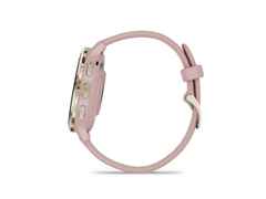 Garmin Venu 3S faserverstärktes Polymer Dust Rose 41mm altrosafarbenes Kautschukband – Herrenuhren Uhr Multifunktion aus Edelstahl, Kautschuk, Kunststoff und PVD beschichtet. Das Gehäuse ist rund und rosa. Das Kautschuk / Kunststoff / Silikon Armband ist rosa. Das Zifferblatt ist digital und schwarz. – Ansicht 4
