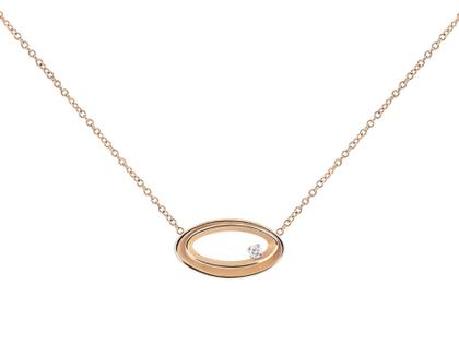 Cammilli Firenze Serie Uno Collier Orange Apricot Gold oval 42cm mit Brillant 0,080ct – Halsschmuck Collier aus 750 Gelbgold.