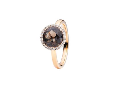 Capolavoro Espressivo Ring Roségold mit Rauchquarz und Brillanten 0,100ct – Ringe Ring mit Besatz aus 750 Rotgold.