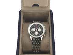 Breitling Navitimer B01 Chronograph 43 Automatik Edelstahl schwarzes Zifferblatt Metallband AB0121211B1A1 Full Set mit Garantie Occasion – Herrenuhren Chronograph aus Edelstahl. Das Gehäuse ist rund und silber. Das Edelstahlarmband ist silber. Das Zifferblatt ist ein Index in schwarz. – Ansicht 5