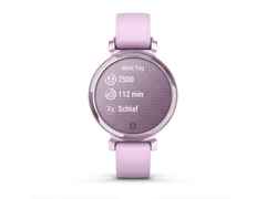 Garmin Lily 2 Smartwatch Aluminium eloxiert 35mm fliederfarbenes Display fliederfarbenes Silikonband – Damenuhren Uhr Multifunktion aus eloxiertes Aluminium, Kunststoff und Polyamid. Das Gehäuse ist rund und lila. Das Kautschuk / Kunststoff / Silikon Armband ist lila. Das Zifferblatt ist digital und lila. – Ansicht 2