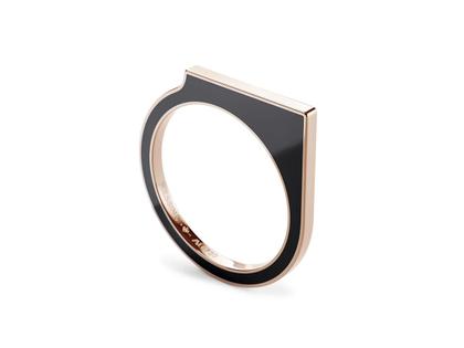 Niessing Setario Square Ring Rosewood mit schwarz-weißer Emaille – Ringe Ring aus 750 Weißgold.