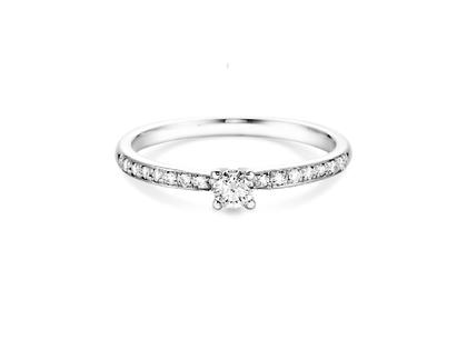 N1 Diamonds Verlobungsring 4er Krappe Weißgold mit Brillanten 0,30ct – Ringe Ring mit Besatz aus 585 Weißgold.