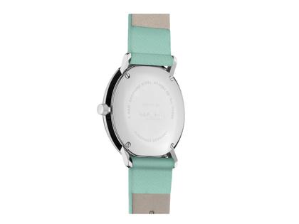 Junghans Max Bill Damen Quarz Edelstahl 32,7mm blaues Zifferblatt blaues Lederband – Damenuhren Uhr mit Datum aus Edelstahl. Das Gehäuse ist rund und silber. Das Lederarmband ist blau. Das Zifferblatt ist ein Index in blau. – Ansicht 2