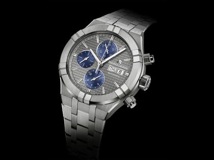 Maurice Lacroix Aikon Chronograph Automatik Titan 44mm graues Zifferblatt Metallband – Herrenuhren Chronograph aus Titan. Das Gehäuse ist rund und silber. Das Edelstahlarmband ist silber. Das Zifferblatt ist ein Index in silber. – Ansicht 2