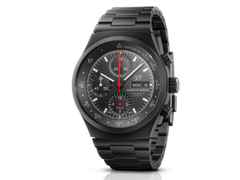 Porsche Design Chronograph 1 - 50 Jahre 911 Turbo Edition Automatik Titan 40mm schwarzes Zifferblatt Metallband und Textilband limitiert – Herrenuhren Chronograph aus Titan und Titancarbid beschichtet. Das Gehäuse ist rund und schwarz. Das Titanarmband ist schwarz. Das Zifferblatt ist arabisch Index und schwarz. – Ansicht 4