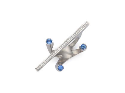 Angela Hübel Aramis Ring Platin mit blauen Saphiren und Brillanten 0,880ct – Ringe Ring mit Besatz in grau und aus 950 Platin.
