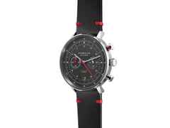 Sternglas Hamburg Chrono Edition Neuwerk Quarz Edelstahl 42mm graues Zifferblatt schwarzes Lederband – Herrenuhren Chronograph aus Edelstahl. Das Gehäuse ist rund und silber. Das Lederarmband ist schwarz. Das Zifferblatt ist arabisch Index und anthrazit. – Ansicht 2