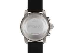 Sinn Spezialuhren EZM 13.1 Einsatzzeitmesser Taucherchronograph Automatik Edelstahl 41mm schwarzes Zifferblatt schwarzes Lederband – Herrenuhren Chronograph aus Edelstahl und Leder. Das Gehäuse ist rund und silber. Das Lederarmband ist schwarz. Das Zifferblatt ist ein Index in schwarz. – Ansicht 2