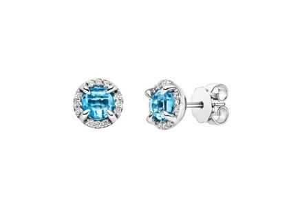 Elaine Firenze Ohrstecker Weißgold mit blauem Topas und Brillanten 0,110ct – Ohrschmuck Ohrstecker aus 585 Weißgold.