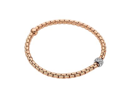 Fope Eka Tiny FlexIt Armband Pave mit Brillanten Roségold Weite M – Armschmuck Armband aus 750 Rotgold, 750 Weißgold und und .