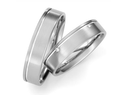 Max Kemper Trauring Paar Weißgold 5,0mm gewölbt mit Brillanten 0,050ct – Ringe Trauring mit Besatz aus 585 Weißgold.