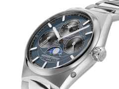 Frederique Constant Highlife Perpetual Calendar Manufacture Automatik Edelstahl 41mm blaues Zifferblatt Metallband – Herrenuhren Uhr mit Kalender aus Edelstahl. Das Gehäuse ist rund und silber. Das Edelstahlarmband ist silber. Das Zifferblatt ist ein Index in blau. – Ansicht 3