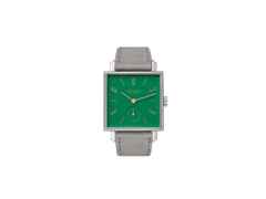 Nomos Glashütte Tetra Berliner Mischung Clärchen Handaufzug Edelstahl 29mm grünes Zifferblatt graues Lederband – Damenuhren Uhr ohne Datum aus Edelstahl.