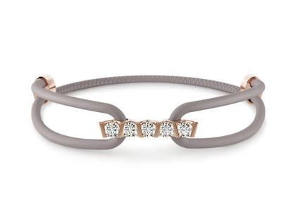 Niessing Vivida Lederarmband grau Rosewood 3,5mm mit Brillanten 0,800ct – Armschmuck Armband aus 750 Weißgold.