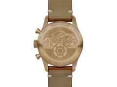 Montblanc 1858 Automatic Chronograph Bronze – Herrenuhren Chronograph aus Titan. Das Gehäuse ist rund und roségold. Das Lederarmband ist braun. Das Zifferblatt ist arabisch Index und beige. – Ansicht 2