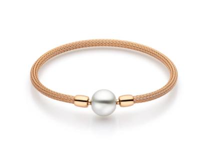 Jörg Heinz Flex-Armband Strumpfgeflecht Rotgold 16cm mit Silikonkern für Wechselschließe – Armschmuck Armband in roségold und aus 750 Rotgold und Kunststoff. – Ansicht 2