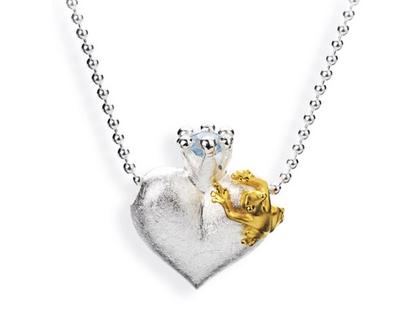 Drachenfels Design Froschkönig und Froschbaby Anhänger mit Blautopas – Anhänger Anhänger mit Besatz aus 925 Silber, 925 Silber vergoldet und und .
