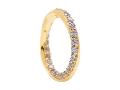 PDPAOLA Cavalier Ring Silber gelbvergoldet mit Zirkonia – Ringe Ring mit Besatz aus 750 Gelbgold, 925 Silber und und vergoldet.