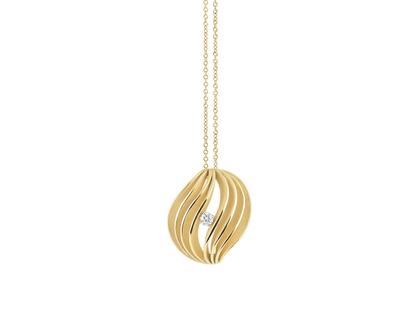 Cammilli Firenze Velaa Star Kette mit Anhänger Yellow Sunrise Gold mit Brillant 0,100ct – Halsschmuck Kette mit Anhänger aus 750 Gelbgold.
