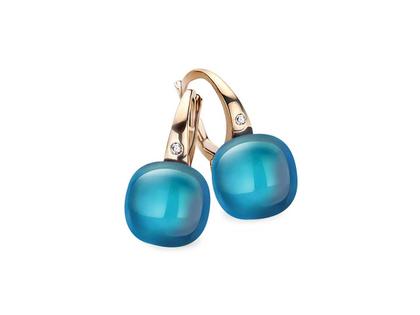 Bigli Mini Sweety "London Blue" Ohrhänger Roségold Gr. M mit Brillanten 0,040ct – Ohrschmuck Ohrhänger aus 750 Rotgold.