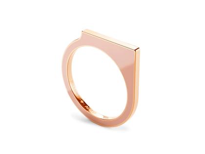 Niessing Setario Square Ring Classic Red mit pink-rosaner Emaille – Ringe Ring aus 750 Rotgold, Emaille und und .
