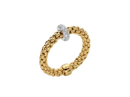 Fope Prima Flex'It Ring Gelbgold und Weißgold mit Brillanten 0,180ct – Ringe Ring mit Besatz in gelbgold und aus 750 Gelbgold und 750 Weißgold.