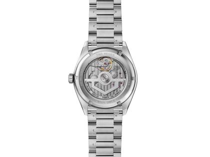 TAG Heuer Carrera Date Twin-Time Automatik Edelstahl 41mm petrolfarbenes Zifferblatt Metallband – Herrenuhren Uhr mit Datum aus Edelstahl. Das Gehäuse ist rund und silber. Das Edelstahlarmband ist silber. Das Zifferblatt ist ein Index in blau. – Ansicht 2