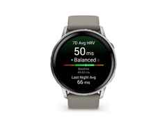 Garmin Venu 4 Quarz Edelstahl und Polymer 45mm digitales Zifferblatt graues Silikonband – Herrenuhren Uhr Multifunktion aus Edelstahl und Faserverstärktes Polymer. Das Gehäuse ist rund und silber. Das Kautschuk / Kunststoff / Silikon Armband ist grau. Das Zifferblatt ist digital und schwarz.