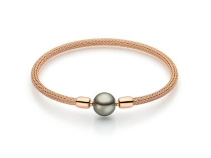 Jörg Heinz Flex-Armband Strumpfgeflecht Rotgold 16cm mit Silikonkern für Wechselschließe – Armschmuck Armband in roségold und aus 750 Rotgold und Kunststoff. – Ansicht 4