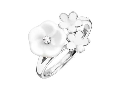 Meissen Blossom Blütenring 3 Blüten Weißgold mit Brillanten – Ringe Ring aus 750 Weißgold.
