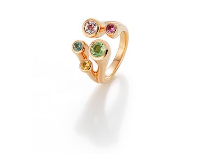 A. Odenwald Karlotta Ring Gelbgold mit farbigen Saphiren – Ringe Ring mit Besatz aus 750 Gelbgold. – Ansicht 2