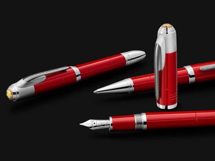 Montblanc Special Edition Great Characters Enzo Ferrari Kugelschreiber – Schreibgeräte Kugelschreiber in rot und aus Edelharz und platiniert. – Ansicht 4
