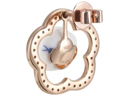 Meissen 1739 Royal Blossom Frame Ohrstecker Gelbgold mit Brillanten 0,700ct – Ohrschmuck Ohrstecker aus 750 Gelbgold, Porzellan und und . – Ansicht 3