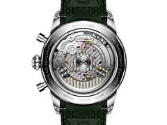 Breitling Superocean Heritage B01 Chronograph Automatik Edelstahl 42mm grünes Zifferblatt grünes Kautschukband – Herrenuhren Chronograph aus Edelstahl, Kautschuk und Keramik. Das Gehäuse ist rund und silber. Das Kautschuk / Kunststoff / Silikon Armband ist grün. Das Zifferblatt ist ein Index in grün. – Ansicht 3