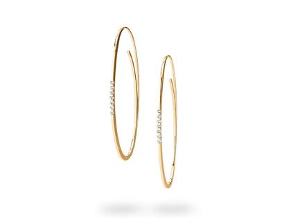 Niessing Linear Creole 48mm Classic Yellow 0,21 ct – Ohrschmuck Creolen aus 750 Gelbgold.
