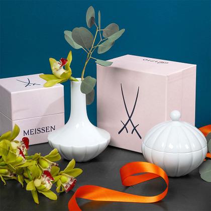Meissen Home-Deco-Set Landscape Vase und Dose weiß – Porzellanwaren Porzellandekoration in weiß und aus Porzellan. – Ansicht 3