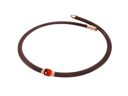 Cédé Creation Milanaise Edelstahl braun Collier Rotgold – Halsschmuck Collier aus 750 Rotgold, Edelstahl und und .
