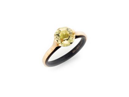 Gellner Star Ring Rosegold Schwarz mit Lemonquarz – Ringe Ring aus 750 Rotgold, Edelstahl und und .