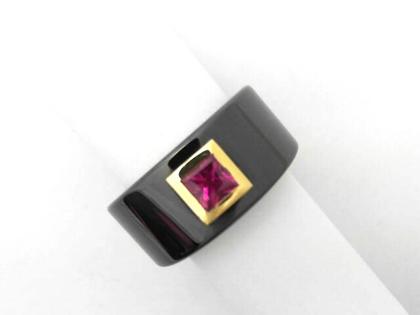 Juwelier Roller Cerico Keramikring mit Besatz rot – Ringe Ring mit Besatz aus 750 Gelbgold, Keramik und und .