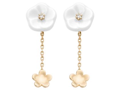 Meissen Blossom Blütenohrhänger Gelbgold mit Brillanten – Ohrschmuck Ohrhänger aus 750 Gelbgold.