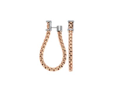 Fope Essentials Steckcreolen Roségold groß Brillanten 0,170ct – Ohrschmuck Creolen aus 750 Rotgold, 750 Weißgold und und .