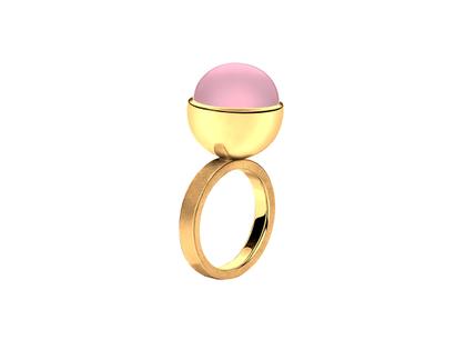 Georg Spreng Ring Blub Gelbgold mit Rosenquarz 12,09ct 14mm – Ringe Ring mit Besatz aus 750 Gelbgold.